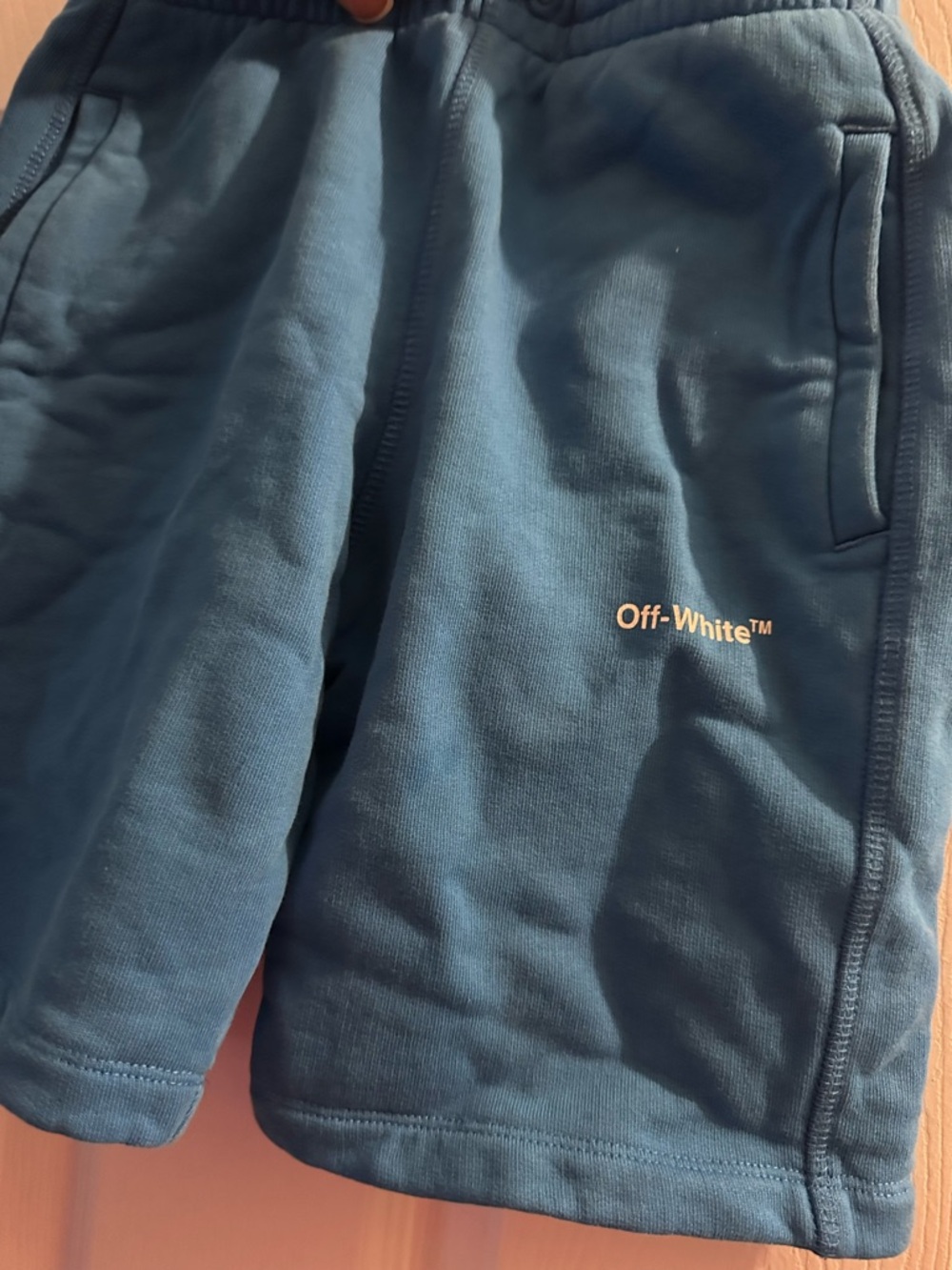 Off-White Deep Teal Athletic Cotton-Blend Shorts
